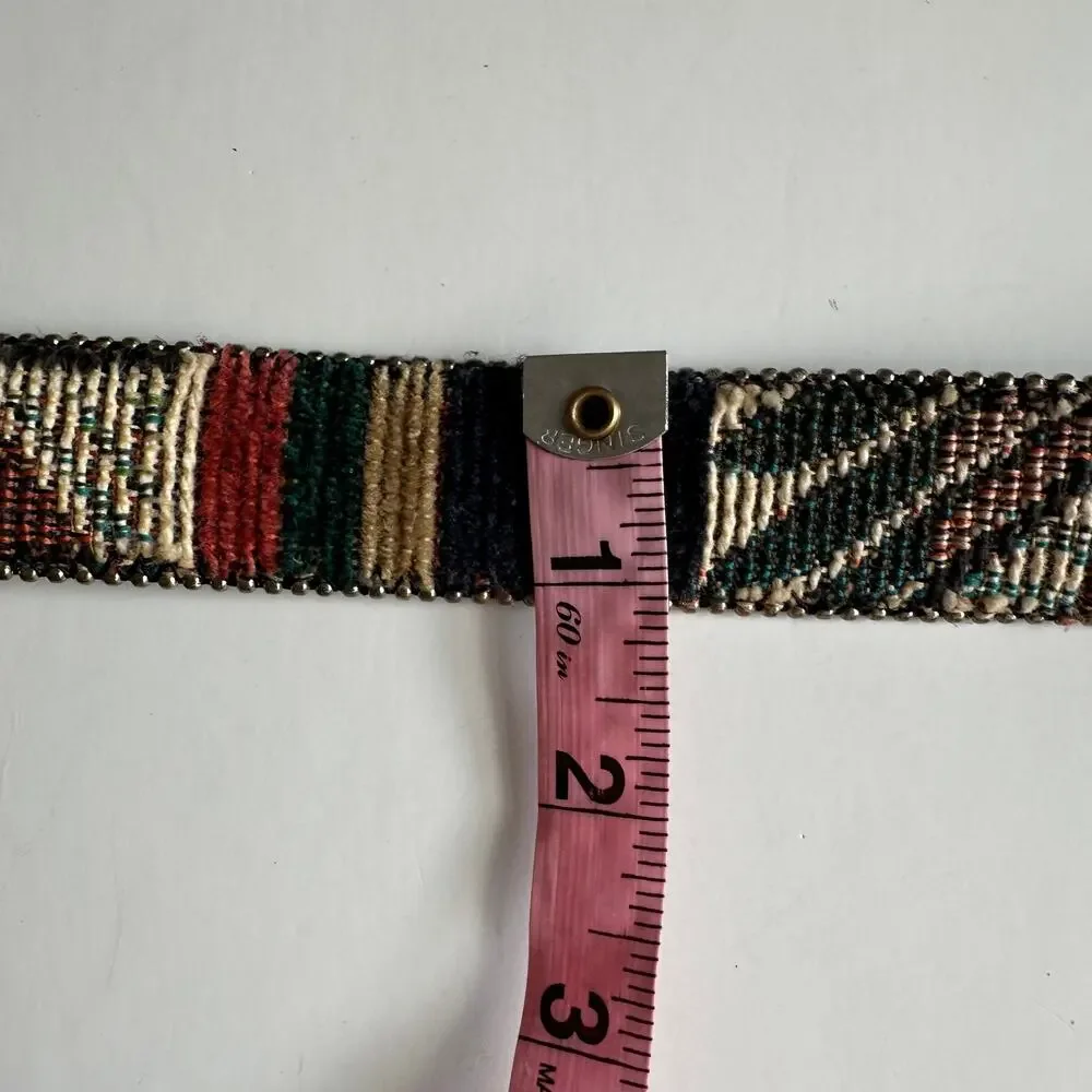 Vintage Tapestry Belt Womens Medium Mixed Prints Colorblock Boho 90s